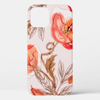 Funda Para iPhone 12 Poppies flaman patrón sin mar en un entorno pekiné