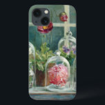 Funda Para iPhone 13 Poppies morados en un vaso de agua<br><div class="desc">© Danhui Nai / Wild Apple. Un jardín interior de flores en macetas. Se puede ver una ventana en el fondo.</div>