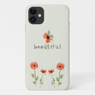 Funda Para iPhone 11 Poppies Naranja Floral acuarela con nombre