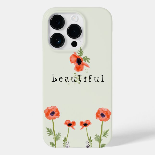 Funda De Case-Mate Para iPhone Poppies Naranja Floral acuarela con nombre (Reverso )