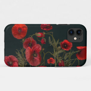 Funda Para iPhone 11 Poppies rojos en negro
