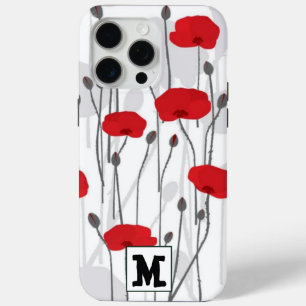 Funda Para iPhone 15 Pro Max Poppy flower gift botanical pretty monogram