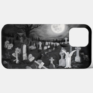 Funda Para iPhone 13 Pro Max Por la noche en el cementerio - Ángel con el diabl