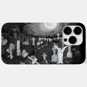 Funda Para iPhone 14 Pro Max De Case-Mate Por la noche en el cementerio - Ángel con el diabl