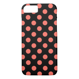 Funda Para iPhone 8/7 Pos de la polka de coral vivos en negro