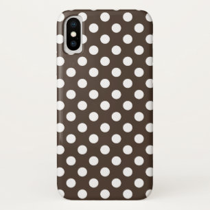 Funda Para iPhone X Pos de polka blanca en marrón