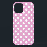 Funda Para iPhone 12 Pos de polka blanca en rosa pálido<br><div class="desc">Pos de polka blanca en rosa pálido</div>