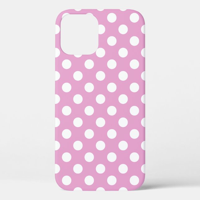 Funda De Case-Mate Para iPhone Pos de polka blanca en rosa pálido (Reverso )