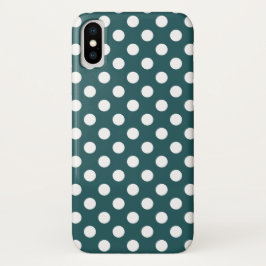 Funda Para iPhone X Pos de polka blanco en verde azulado