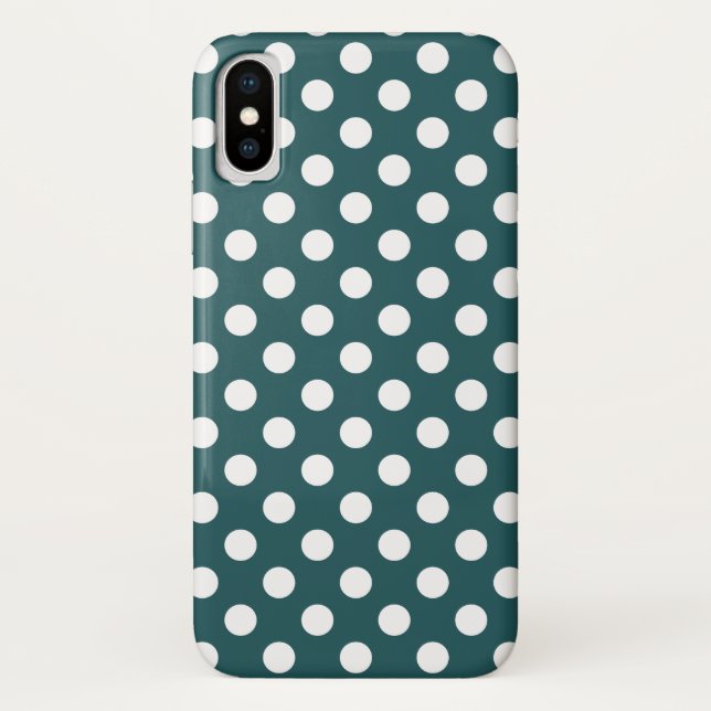 Funda De Case-Mate Para iPhone Pos de polka blanco en verde azulado (Reverso)