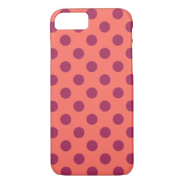 Funda Para iPhone 8/7 Pos de polka de coral rojo y vivo