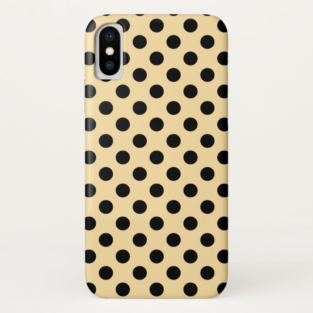 Funda De Case-Mate Para iPhone Pos de polka negra en amarillo pálido (Reverso)