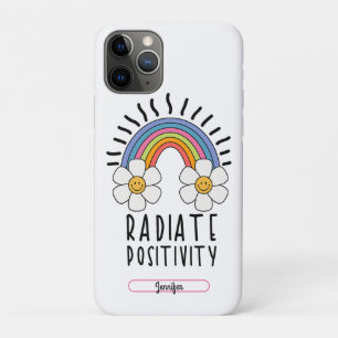 Funda Para iPhone 11 Pro Positividad de radiación   Arcoiris y flores de co