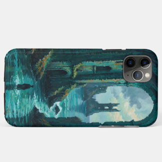 Funda Para iPhone 11 Pro Max Post-Apocalyptic Flooded Ruins Teal Dystopian iPho