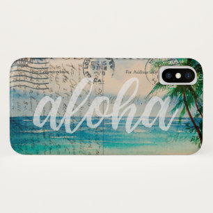 Funda Para iPhone X Postal hawaiana de las palmeras del vintage