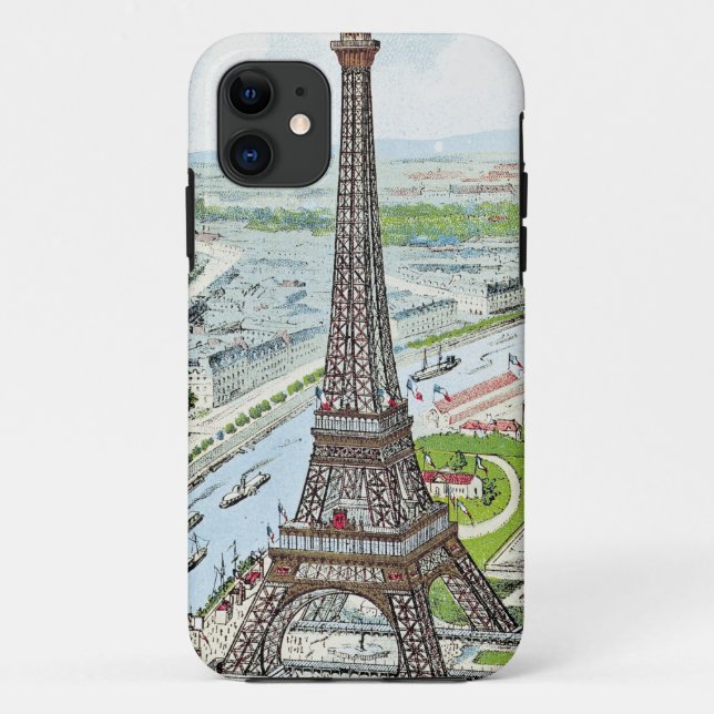 Funda De Case-Mate Para iPhone Postal que representa la torre Eiffel (Reverso)