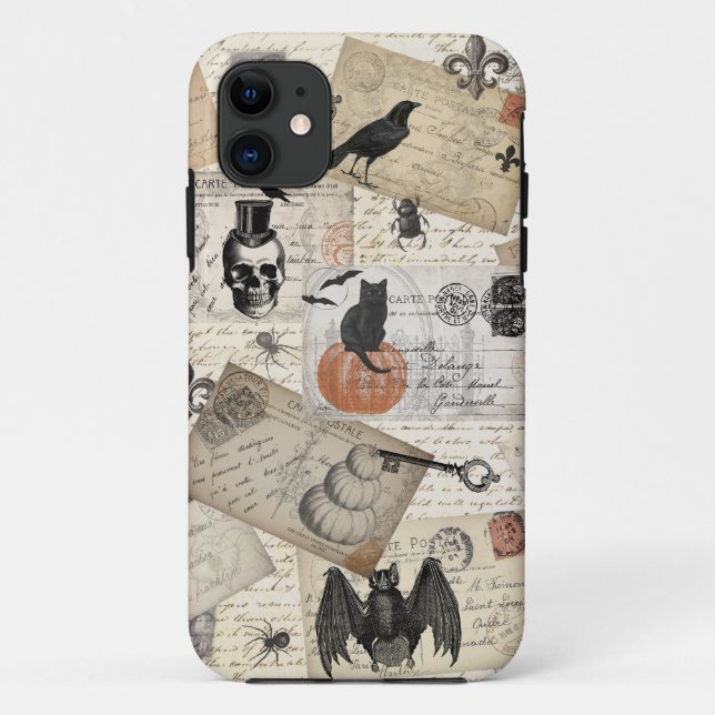 Funda De Case-Mate Para iPhone Postales modernas de Halloween (Reverso)
