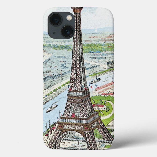 Funda De Case-Mate Para iPhone Postcard depicting the Eiffel Tower (Reverso)