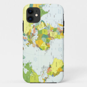 Funda Para iPhone 11 Póster de Atlas Mapa Mundial Político: Decoración