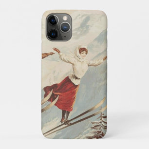 Funda Para iPhone 11 Pro Poster de esquí francés Chamonix Mont Blanc Vintag