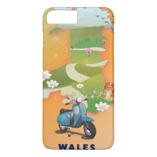 Funda Para iPhone 8 Plus/7 Plus Póster de viaje vintage mapa de Gales