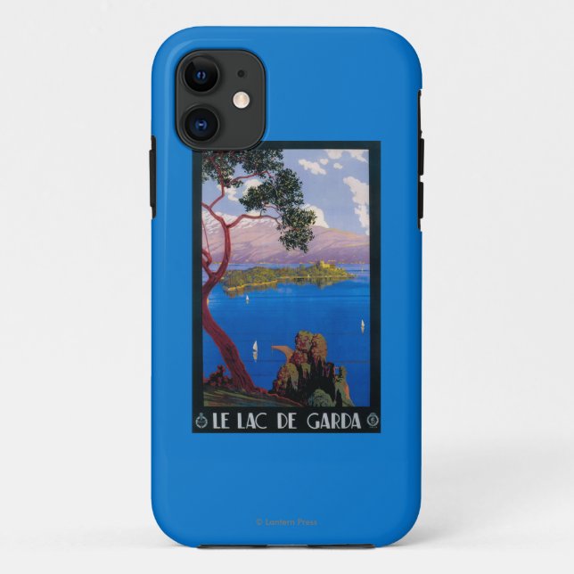 Funda De Case-Mate Para iPhone Poster de viajes promocionales del lago Garda (Reverso)