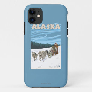 Funda Para iPhone 11 Poster de Viajes Vintage de Alaska Dogsledding