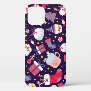 Funda Para iPhone 12 postres navidades, estampado estelar vintage.