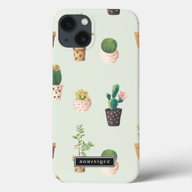 Funda De Case-Mate Para iPhone Potes pintados con un iPad de patrón de Cacti y su (Reverso)