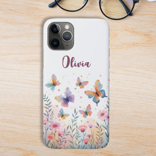 Funda Para iPhone 11 Pro Pradera de mariposas encantadoras al acuarela