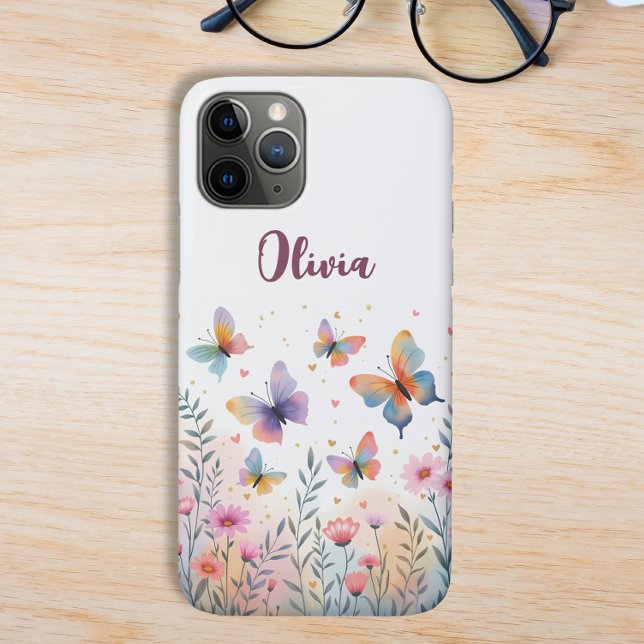 Funda De Case-Mate Para iPhone Pradera de mariposas encantadoras al acuarela (Subido por el creador)