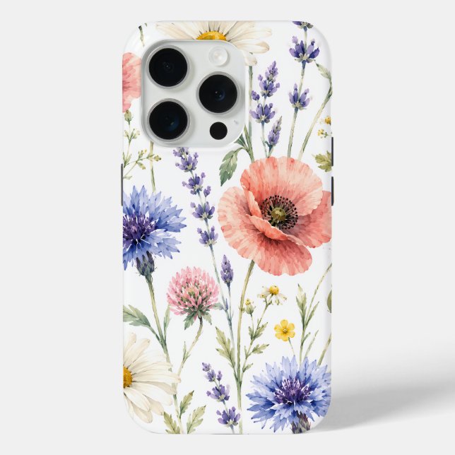 Funda De Case-Mate Para iPhone Prado Floral de Flores Silvestres Acuarela (Reverso )