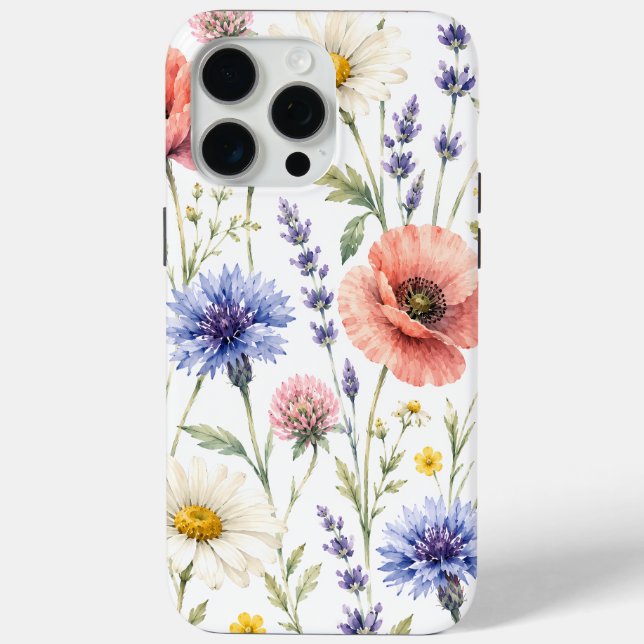 Funda De Case-Mate Para iPhone Prado Floral de Flores Silvestres Acuarela (Reverso )
