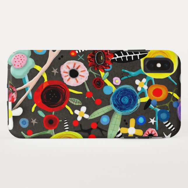 Funda De Case-Mate Para iPhone prado floral negro (Reverso (horizontal))