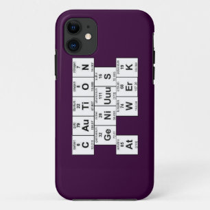 Funda Para iPhone 11 "Precaución GeNiUuuS en caso de WErK"