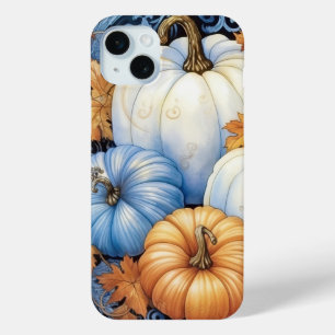 FUNDA PARA iPhone 15 MINI PRECIOSAS CALABAZAS DE OTÓN DE COLOR AZUL NARANJA