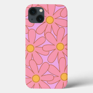 Funda Para iPhone 13 Preppy Hippie Pink Purple Flower Pattern
