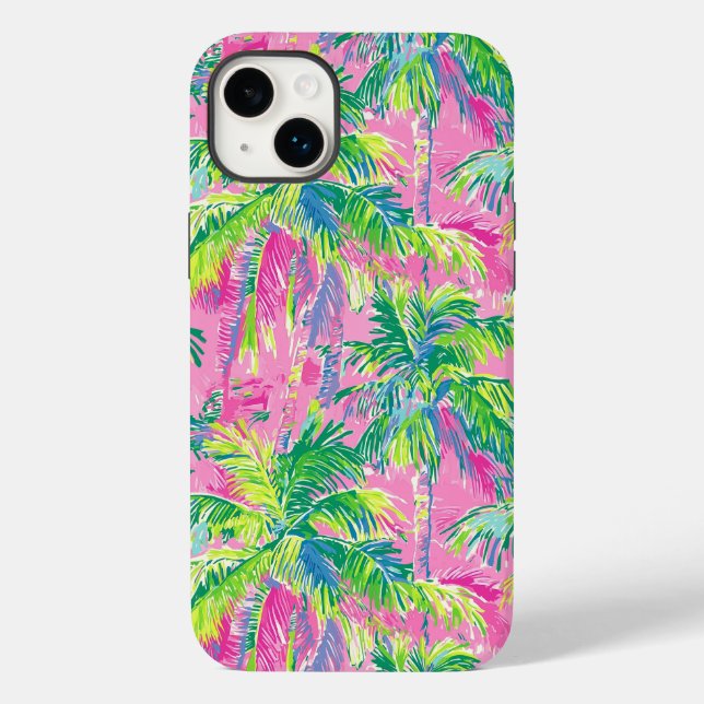 Funda De Case-Mate Para iPhone Preppy Pink Tropical (Reverso )
