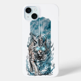 Funda Para iPhone 15 Mini Presencia divina: Lynx espiritual con ojos brillan