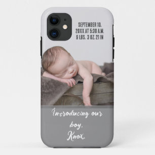 Funda Para iPhone 11 Presentación del anuncio de nacimiento de foto beb