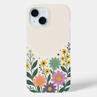 Funda Para iPhone 15 Pretty Bottom Border Flowers