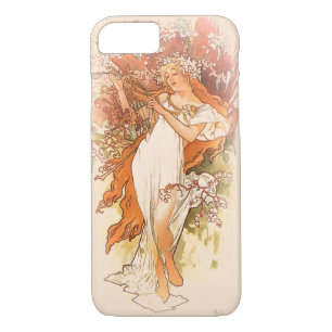 Funda Para iPhone 8/7 Primavera - Alphonse Mucha Art Nouveau
