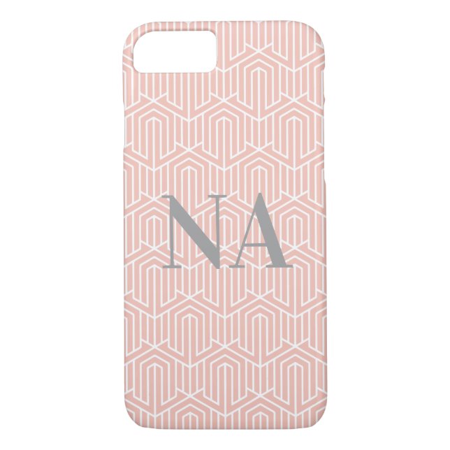 Funda De Case-Mate Para iPhone Primer/monograma geométrico pastel (Reverso)