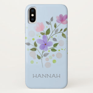 Funda Para iPhone X Primer nombre inicial más Hannah con flores