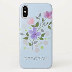 Funda Para iPhone X Primer nombre inicial más nombre Deborah con flore
