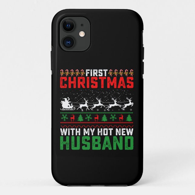 Funda De Case-Mate Para iPhone Primera Navidad con mi nuevo marido caliente (Reverso)