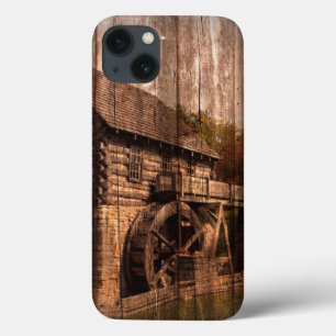 title_seo2 Primitive Barn Wood granjero molino rueda de agua