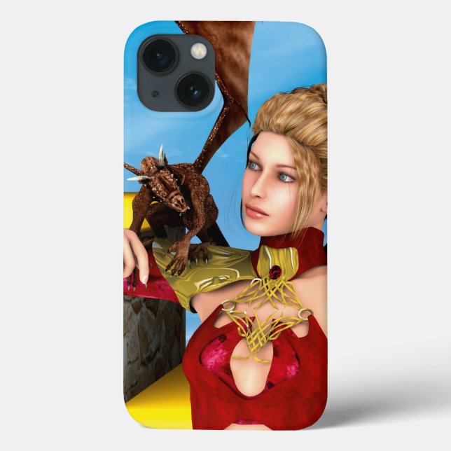 Funda De Case-Mate Para iPhone Princesa Dragón Fantasía Arte Digital (Reverso)