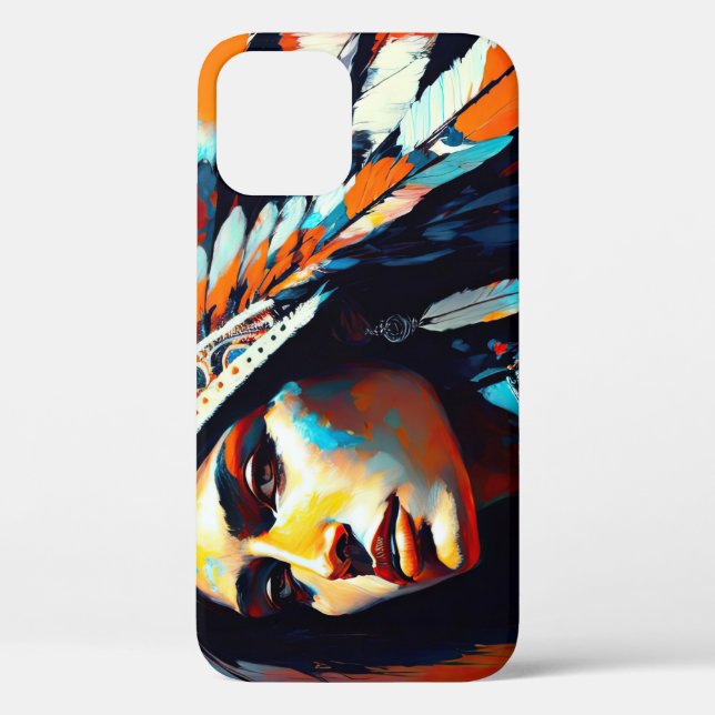 Funda De Case-Mate Para iPhone Princesa Guerrera Nativa Estadounidense (Reverso )