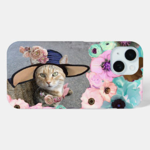 FUNDA PARA iPhone 15 PRINCESO TATUS / GATO ELEGANTE, GRAN GORRA DIVA Y 